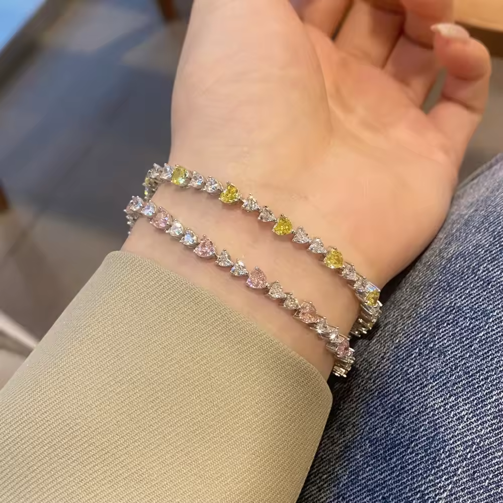 Bracelet Tennis Coeur Jaune Xénium