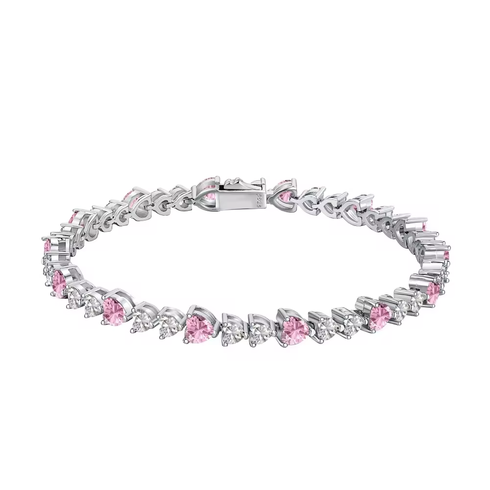 Xenium Pink Heart Tennis Bracelet