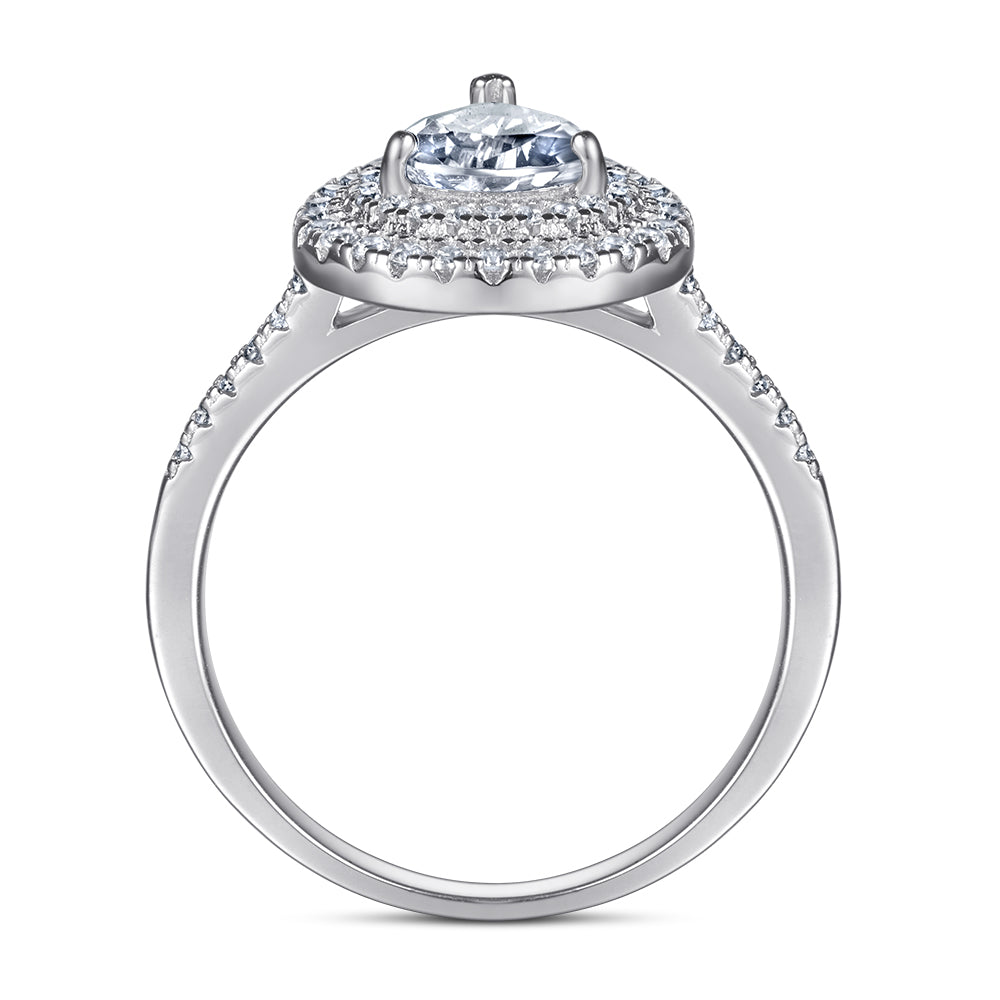 Xenium Double Halo Teardrop Ring