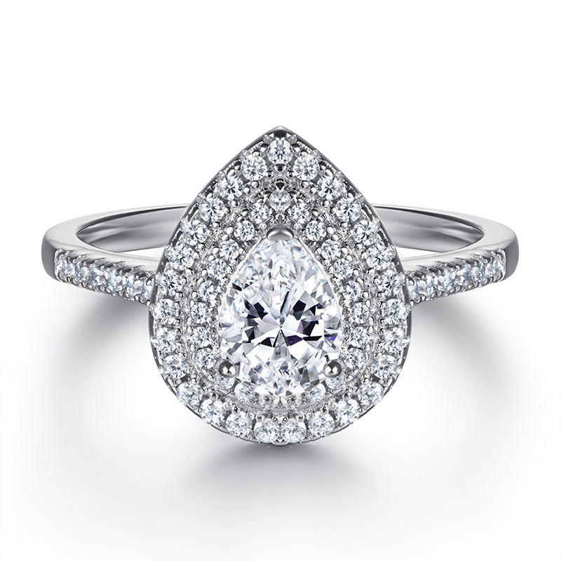Xenium Double Halo Teardrop Ring