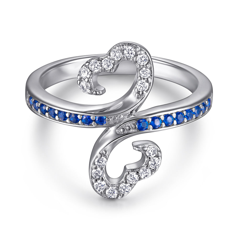 Xenium Blue Heart Flower Ring
