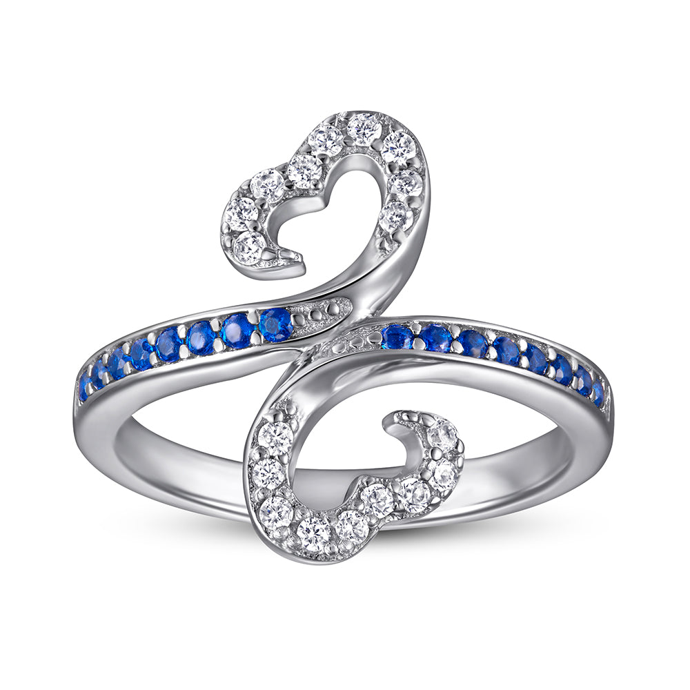 Xenium Blue Heart Flower Ring