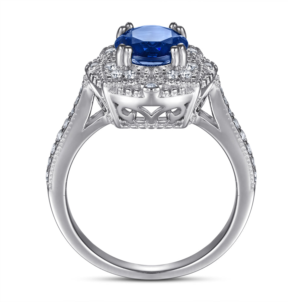 Xenium blauwe saffier Halo-ring