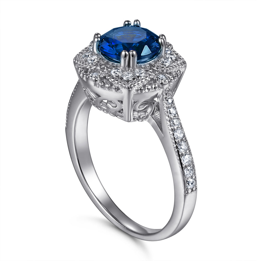 Xenium blauwe saffier Halo-ring