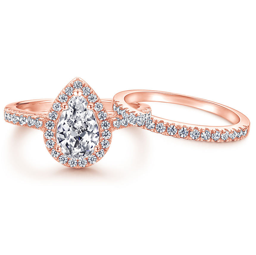 Xenium Teardrop Halo Ring Set