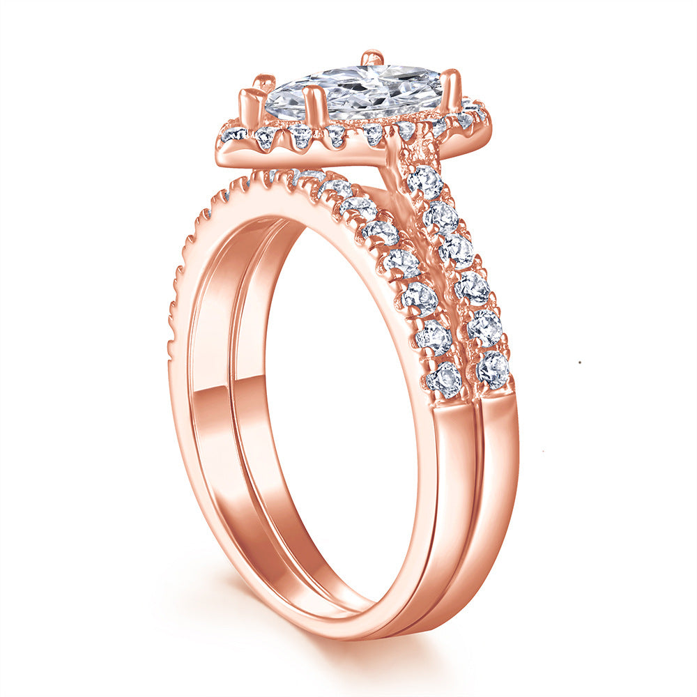 Xenium Teardrop Halo Ring Set