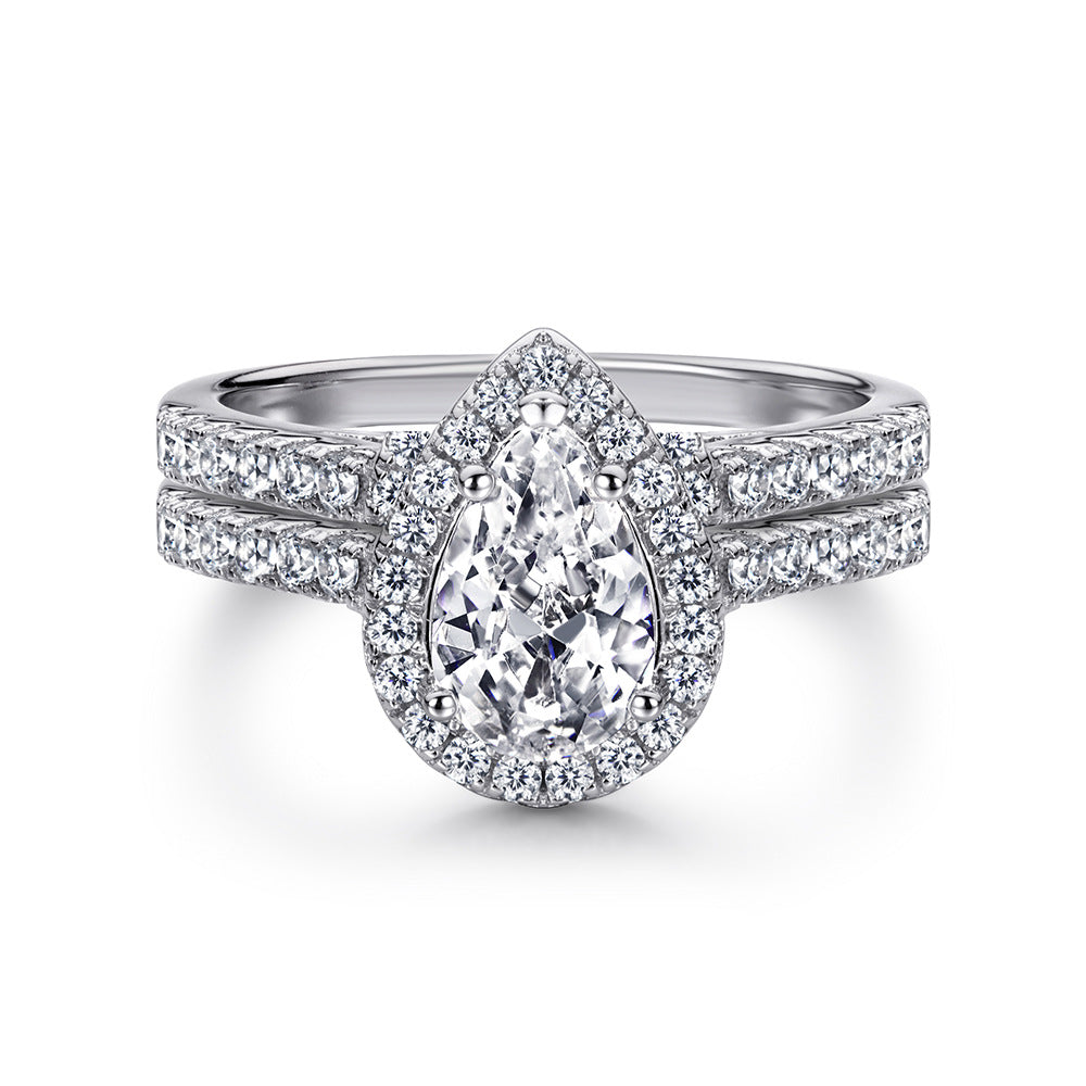 Xenium Teardrop Halo Ring Set
