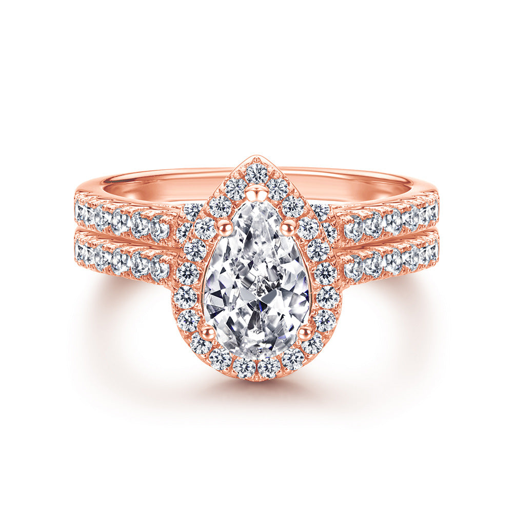 Xenium Teardrop Halo Ring Set