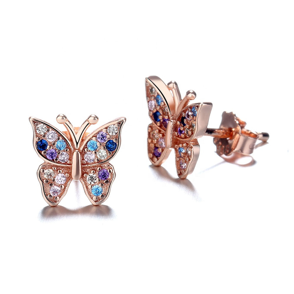 Sparkling Butterfly Stud Earrings