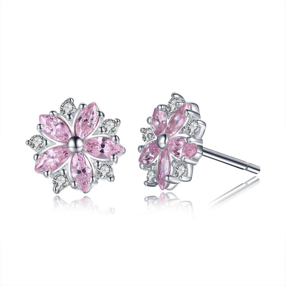 Pink Star Flower Stud Earrings