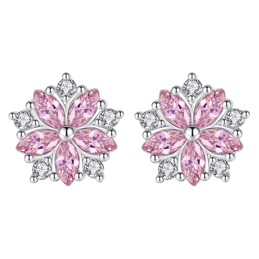 Boucles D'oreilles Fleur Etoile Rose