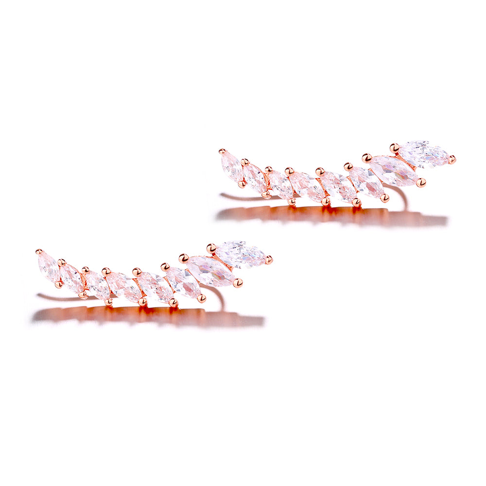 Sparkling Leaves Climber Earrings