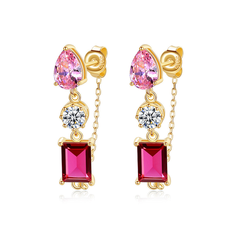 Boucles d'oreilles en or rose rouge