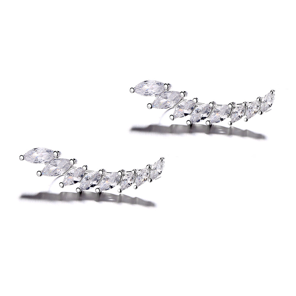 Sparkling Leaves Climber Earrings