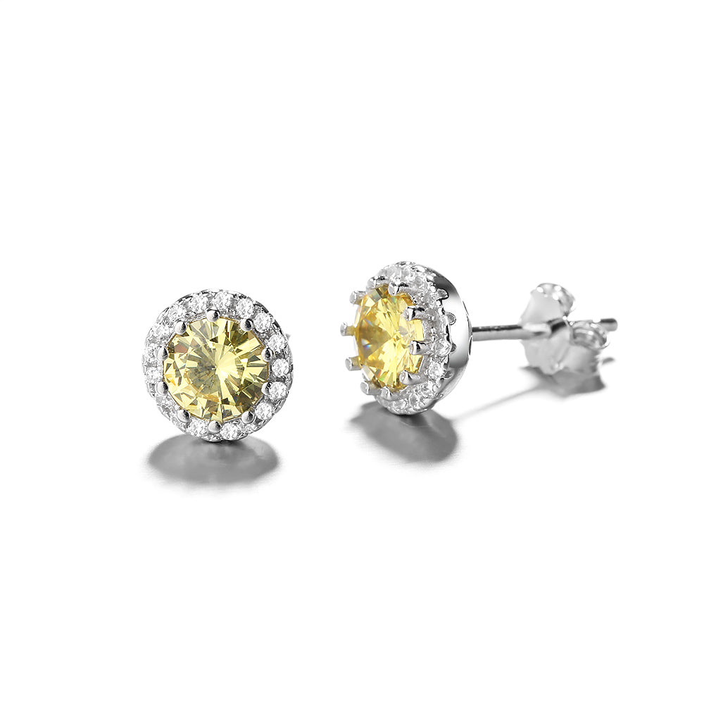 Round Sparkling Stud Earrings